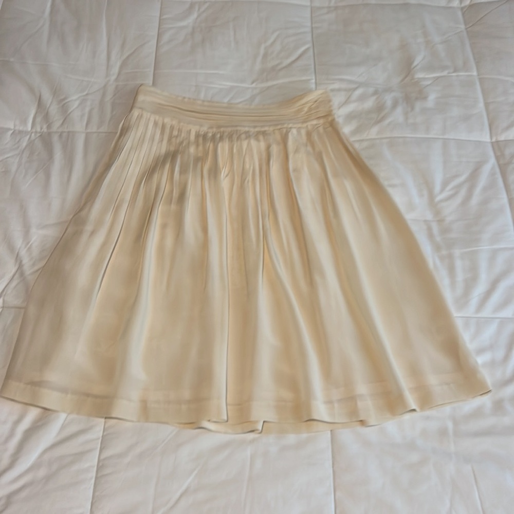 Banana Republic cream ivory silk pleated skit midi with lining zipper closure 0 - Picture 3 of 8